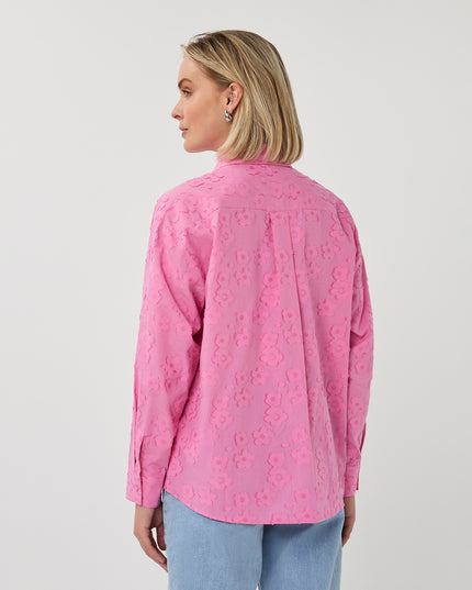 EsQualo Jaquard Floral Blouse - Rose