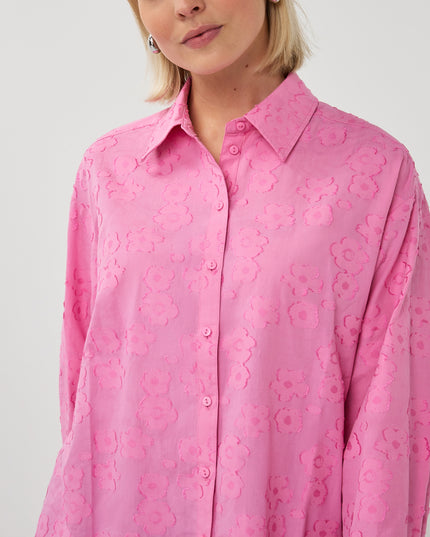 EsQualo Jaquard Floral Blouse - Rose