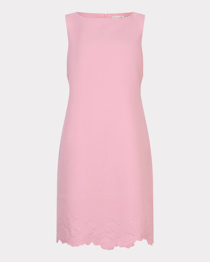 EsQualo Sleeveless Flower Trim Dress - Romance Rose