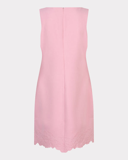 EsQualo Sleeveless Flower Trim Dress - Romance Rose