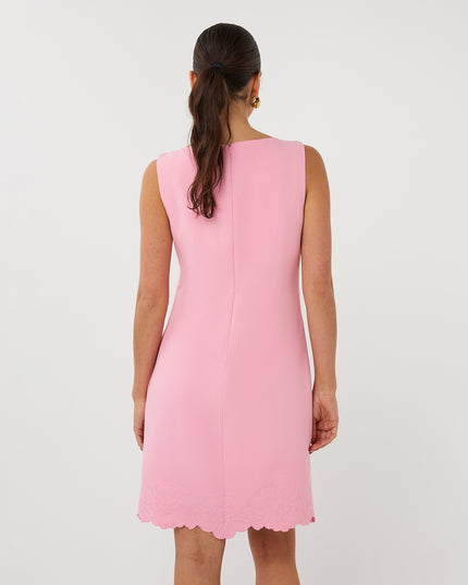 EsQualo Sleeveless Flower Trim Dress - Romance Rose