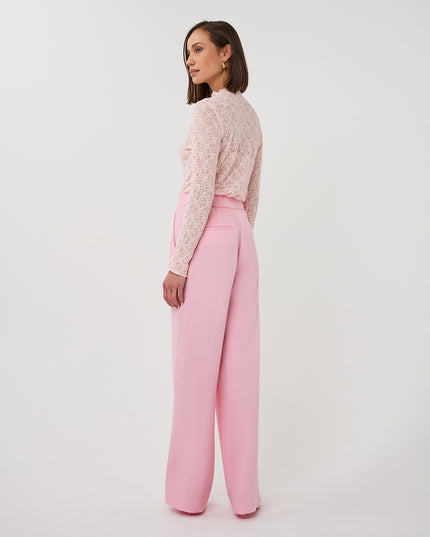 EsQualo Wide Leg Twill Trousers - Romantic Rose