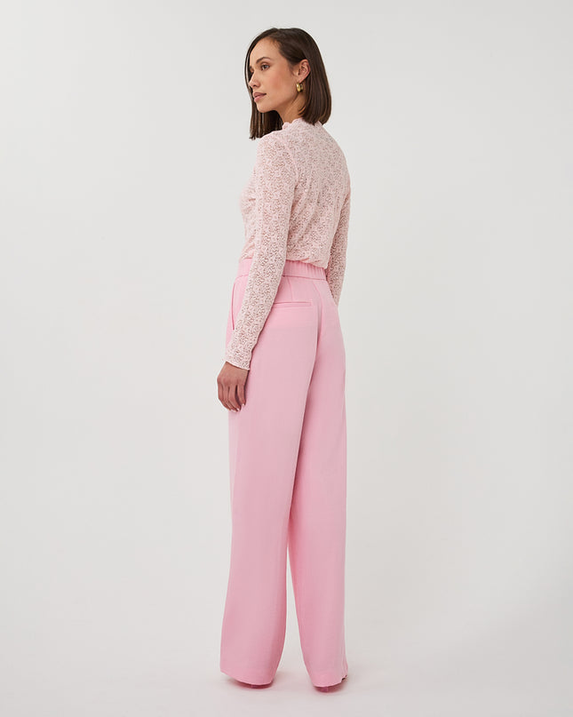 EsQualo Wide Leg Twill Trousers - Romantic Rose