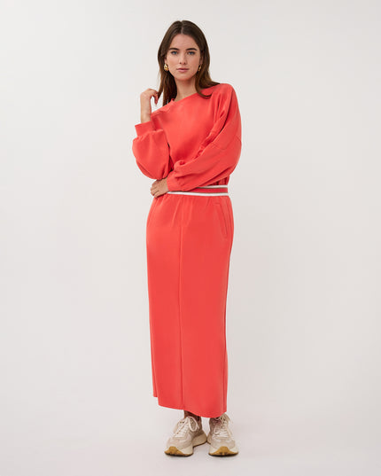 EsQualo Fancy Sleeve Modal Sweater - Chilli Red