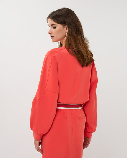 EsQualo Fancy Sleeve Modal Sweater - Chilli Red