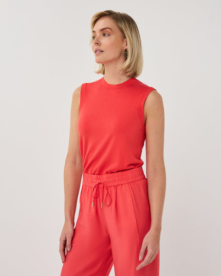 EsQualo Sleeveless Basic Knit - Chilli Red