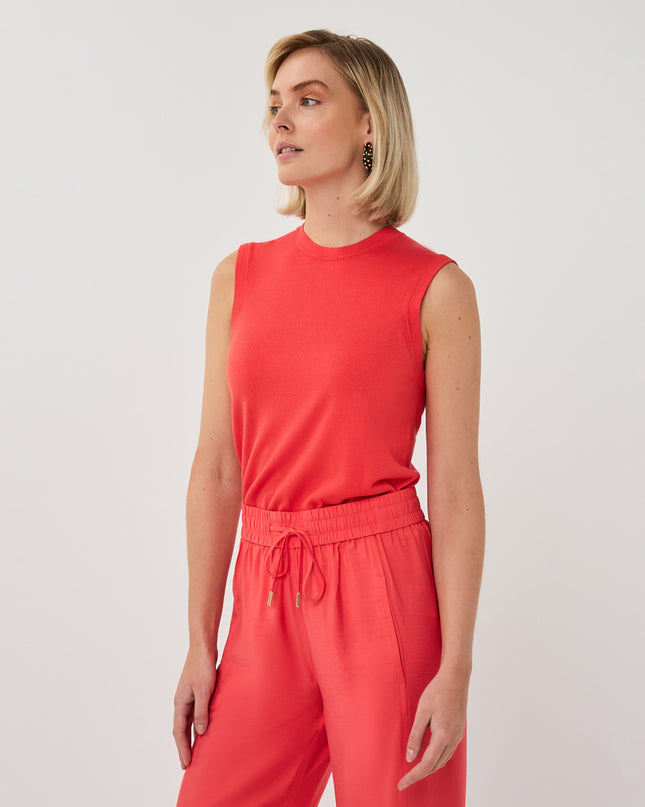 EsQualo Sleeveless Basic Knit - Chilli Red