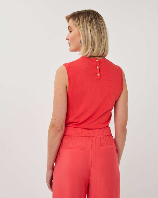 EsQualo Sleeveless Basic Knit - Chilli Red