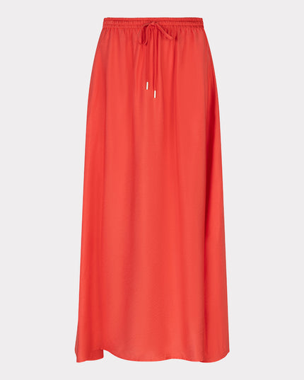 EsQualo Elasticated Slub Skirt - Chilli Red