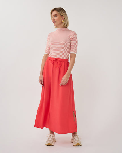 EsQualo Elasticated Slub Skirt - Chilli Red