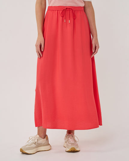EsQualo Elasticated Slub Skirt - Chilli Red