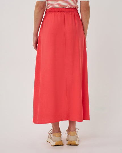 EsQualo Elasticated Slub Skirt - Chilli Red