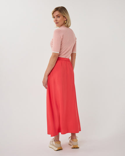 EsQualo Elasticated Slub Skirt - Chilli Red