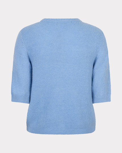 EsQualo Short Sleeve Buttoned Cardigan - Pacific Blue