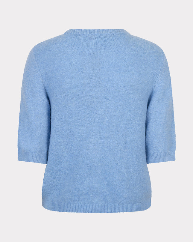 EsQualo Short Sleeve Buttoned Cardigan - Pacific Blue