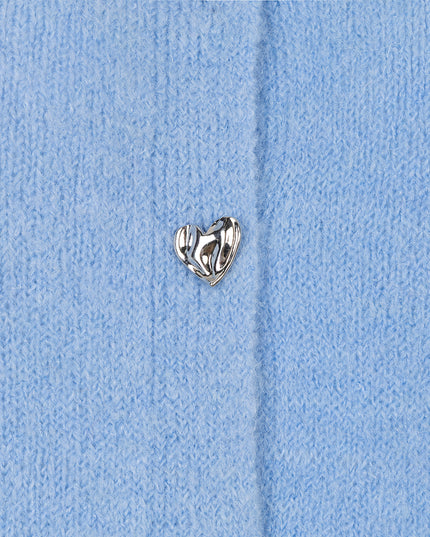 EsQualo Short Sleeve Buttoned Cardigan - Pacific Blue
