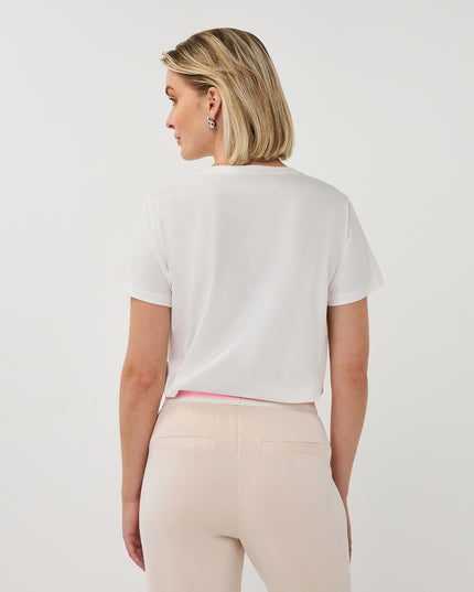 EsQualo 'Paris' T-Shirt - Off White/Rose