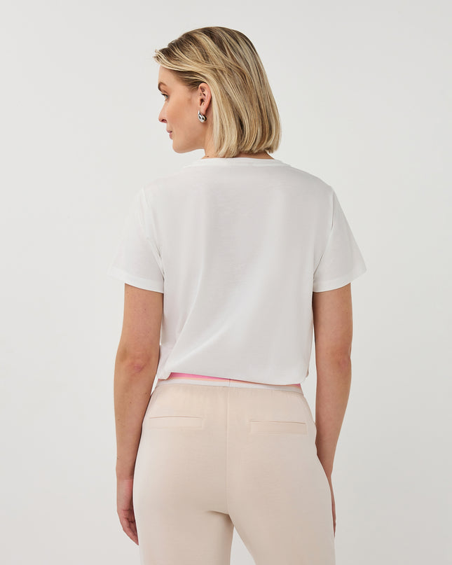 EsQualo 'Paris' T-Shirt - Off White/Rose