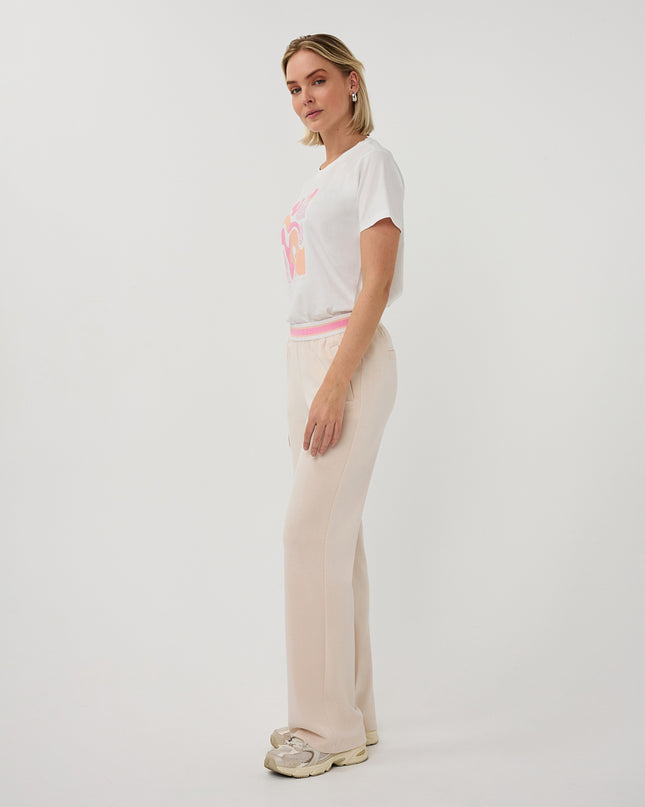 EsQualo 'Paris' T-Shirt - Off White/Rose