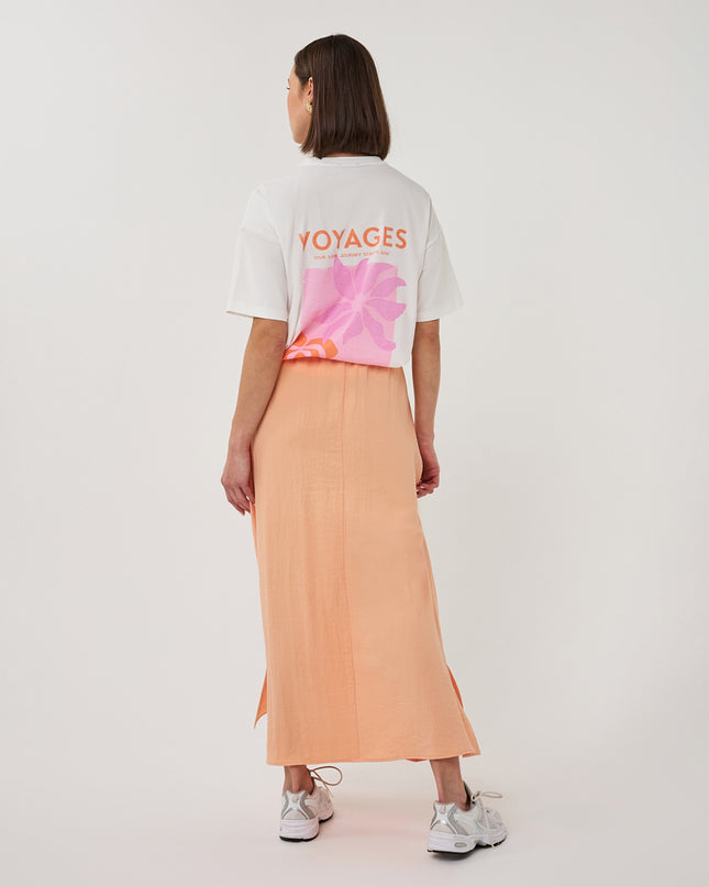 EsQualo Oversized 'Voyages' T-Shirt - Off White/Rose
