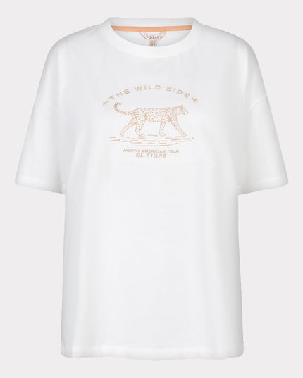 EsQualo Oversized 'Animal' T-Shirt - Off White/Sand