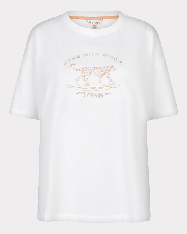 EsQualo Oversized 'Animal' T-Shirt - Off White/Sand
