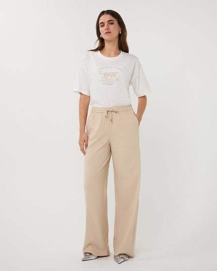 EsQualo Oversized 'Animal' T-Shirt - Off White/Sand