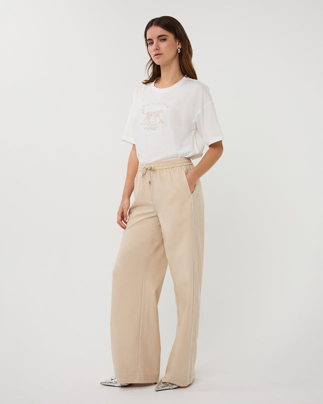 EsQualo Oversized 'Animal' T-Shirt - Off White/Sand
