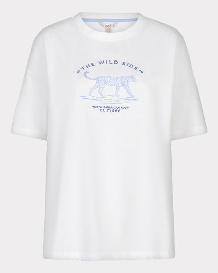 EsQualo Oversized 'Animal' T-Shirt - Off White/Blue