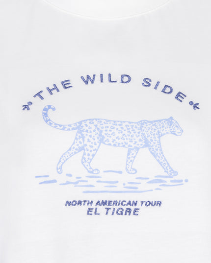 EsQualo Oversized 'Animal' T-Shirt - Off White/Blue
