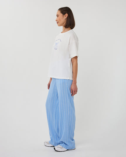 EsQualo Oversized 'Animal' T-Shirt - Off White/Blue