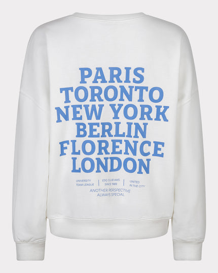 EsQualo 'Cities' Sweater - Off White/Blue