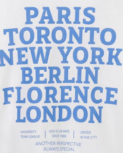 EsQualo 'Cities' Sweater - Off White/Blue