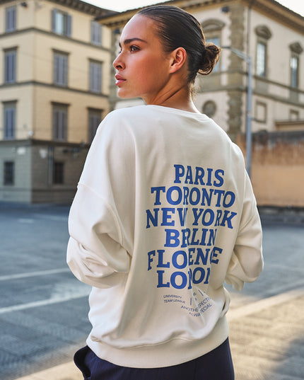 EsQualo 'Cities' Sweater - Off White/Blue
