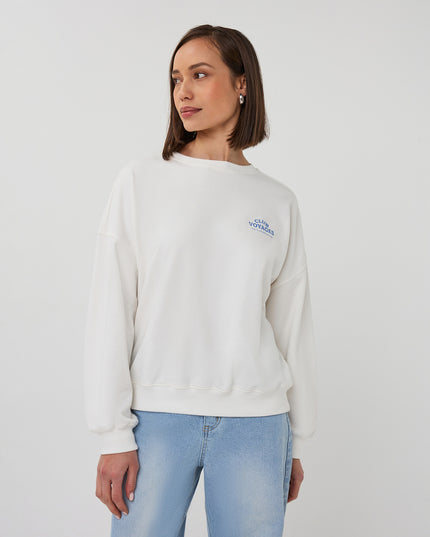 EsQualo 'Cities' Sweater - Off White/Blue