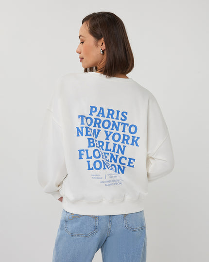 EsQualo 'Cities' Sweater - Off White/Blue