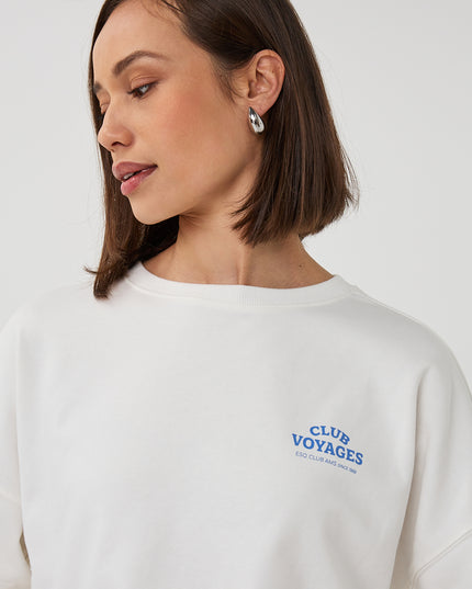 EsQualo 'Cities' Sweater - Off White/Blue