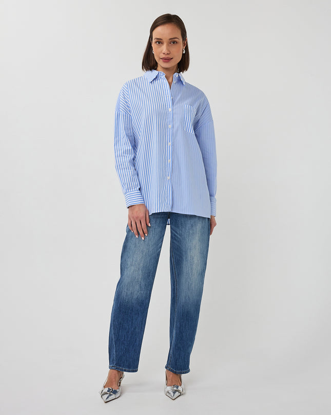 EsQualo Multi Stripe Blouse - Blue/White