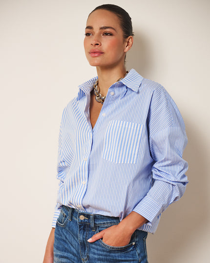 EsQualo Multi Stripe Blouse - Blue/White