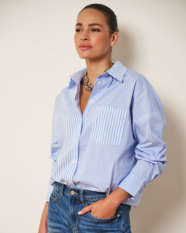 EsQualo Multi Stripe Blouse - Blue/White