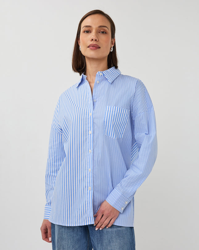 EsQualo Multi Stripe Blouse - Blue/White