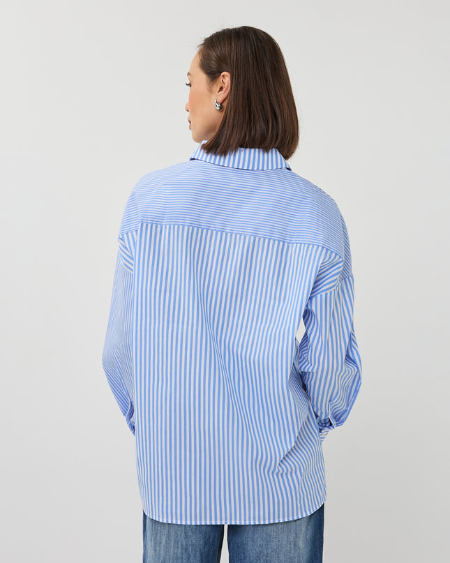 EsQualo Multi Stripe Blouse - Blue/White