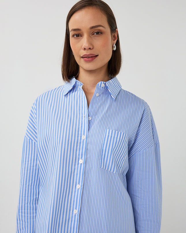 EsQualo Multi Stripe Blouse - Blue/White