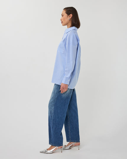 EsQualo Multi Stripe Blouse - Blue/White