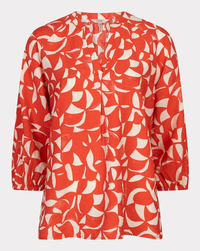 EsQualo Raglan Scarlet Blouse - Geometric Print