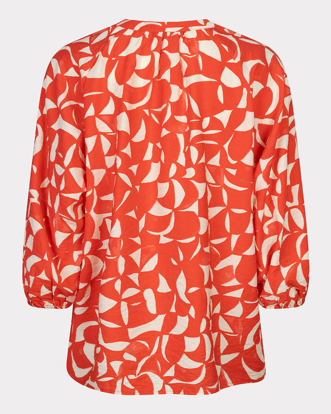 EsQualo Raglan Scarlet Blouse - Geometric Print