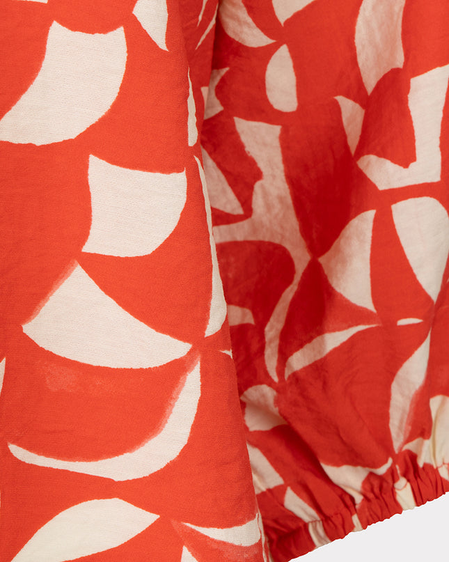 EsQualo Raglan Scarlet Blouse - Geometric Print