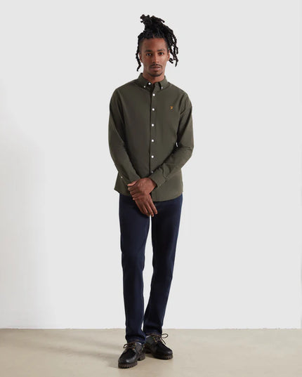 Brewer Slim Fit Organic Cotton Oxford Shirt In Rosemary
