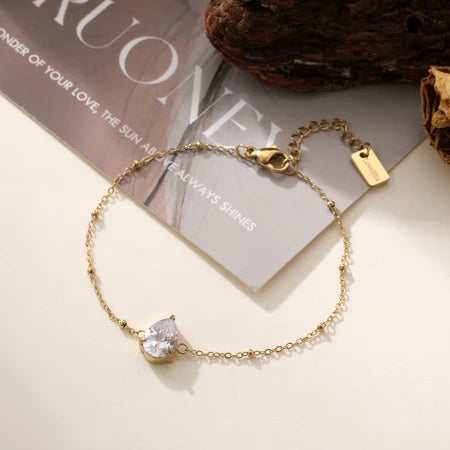 Carole Zirconium Pendant Bracelet - Gold