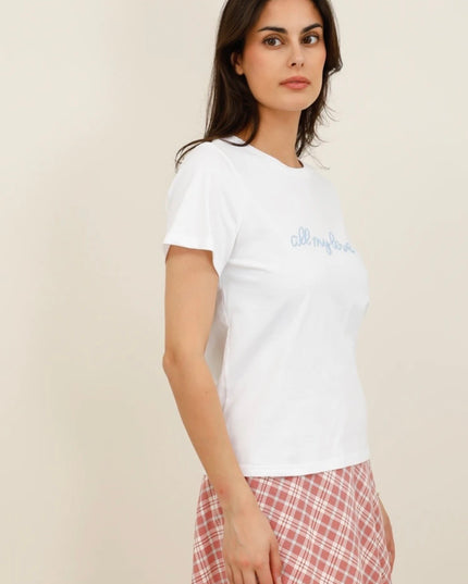 Jayne “All my love” Beaded T-Shirt - Blue